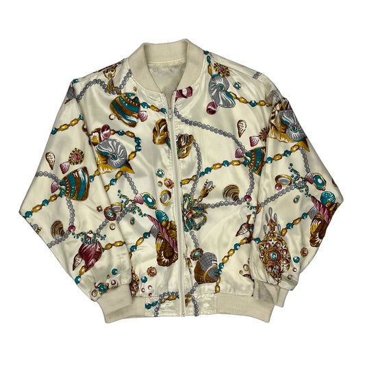 1980'S Unbranded Shell Jacket - Large Cream Polyester