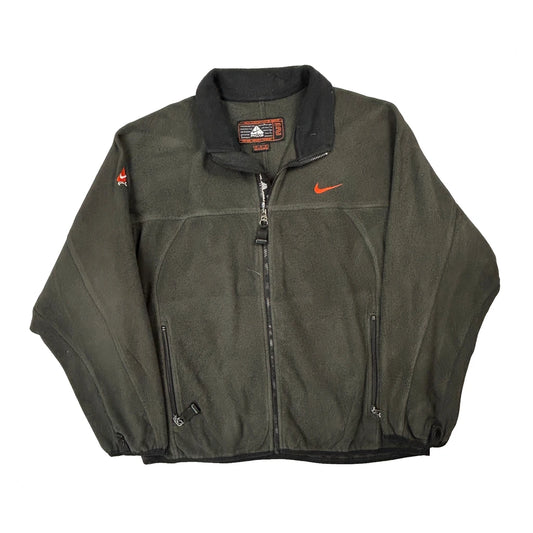Vintage Thermal Layer 2 Nike Acg Fleece Jacket - Medium Green Polyester