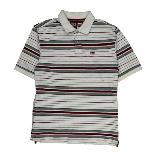 Ecko Unltd Striped Polo Shirt - Large White Cotton