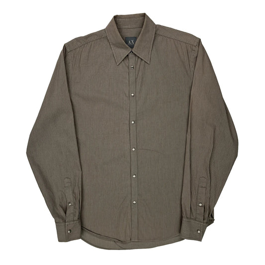 Armani Exchange Striped Shirt - Small Brown Cotton