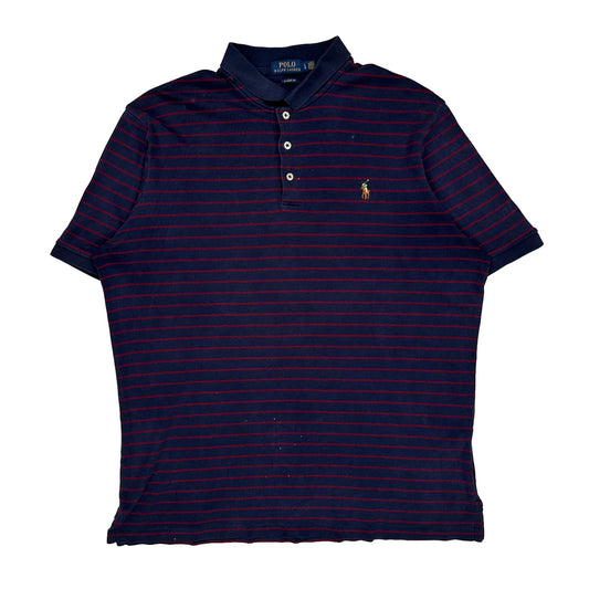 Polo By Ralph Lauren Striped Polo Shirt - Large Red Cotton
