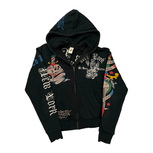 Ed Hardy Graphic Hoodie - Small Black Cotton