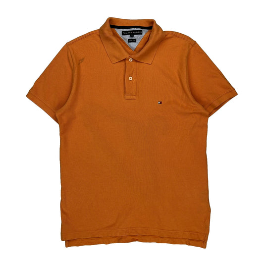 Tommy Hilfiger Slim Fit Polo Shirt - Large Orange Cotton
