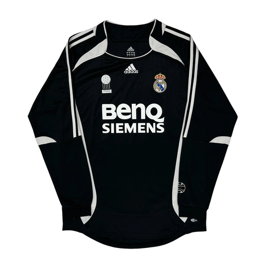 Real Madrid Adidas 2006-07 Away David Beckham Long Sleeve Football Shirt - Large Black Polyester