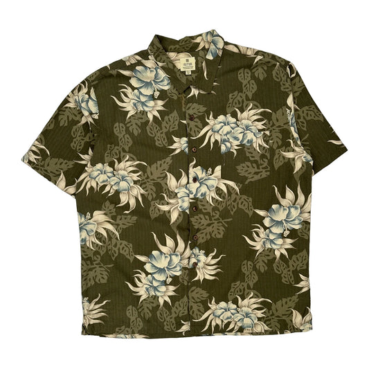 Solitude Floral Hawaiian Shirt - 2XL Green Silk