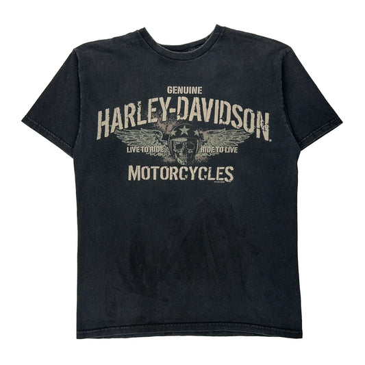 Harley Davidson Graphic T-Shirt - Medium Black Cotton