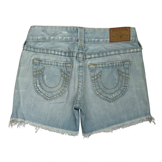 Vintage True Religion Denim Shorts - 26W UK 4 Light Wash Denim