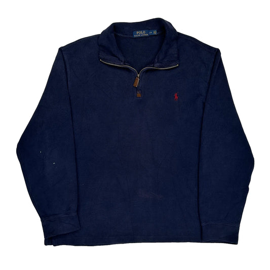 Polo By Ralph Lauren 1/4 Zip - Large Navy Cotton