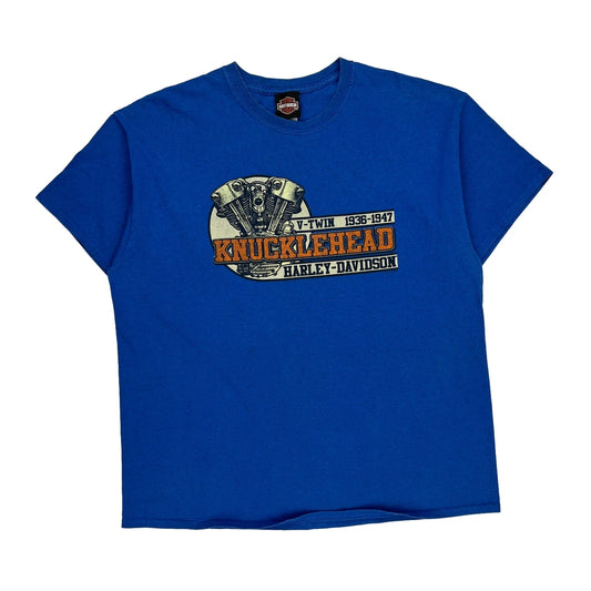 Harley Davidson Graphic T-Shirt - XL Blue Cotton