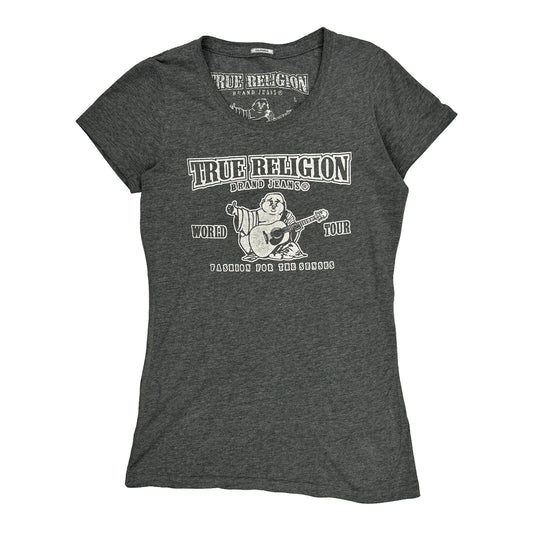 True Religion Graphic T-Shirt - Large Grey Cotton