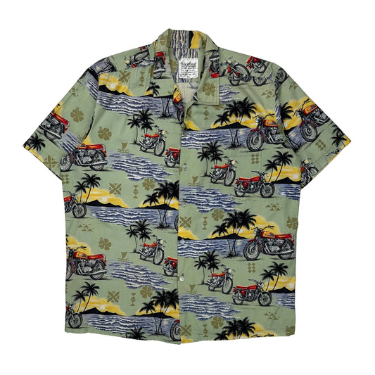 Motorcycle Unbranded Graphic Hawaiian Shirt - XL Multicoloured Cotton