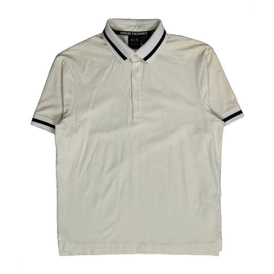 Armani Exchange Polo Shirt - Small White Cotton