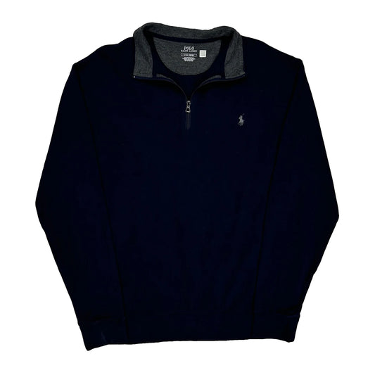 Vintage Polo By Ralph Lauren 1/4 Zip - Large Navy Cotton