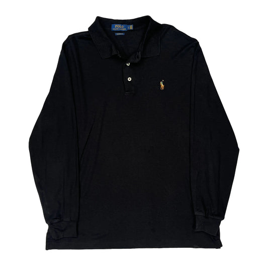Polo By Ralph Lauren Long Sleeve Polo Shirt - Large Black Cotton