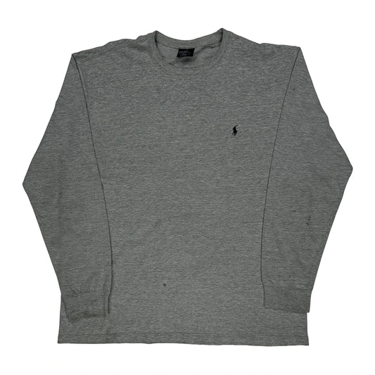 Vintage Polo By Ralph Lauren Long Sleeve T-Shirt - Large Grey Cotton Blend