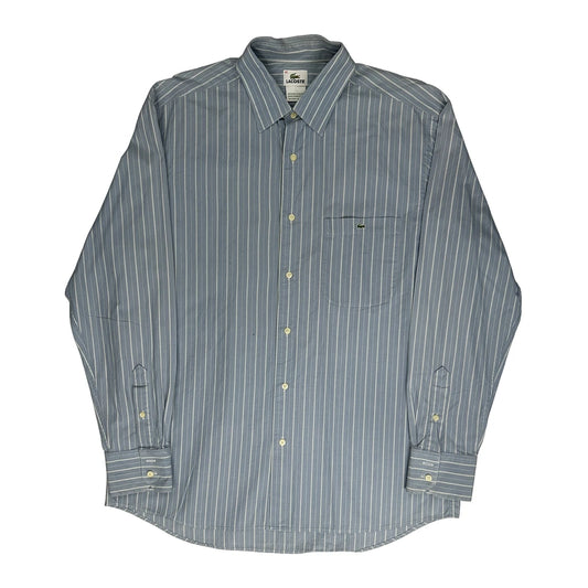 Lacoste Striped Shirt - Large Blue Cotton