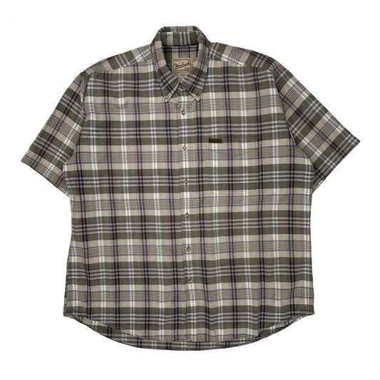 Vintage Woolrich Checked Short Sleeve Shirt - XL Green Cotton