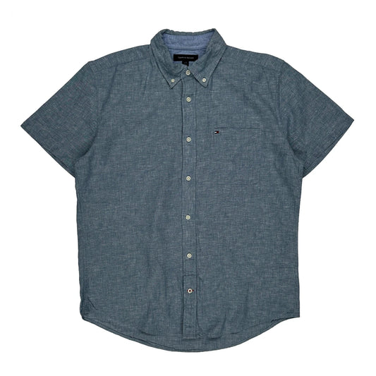Tommy Hilfiger Short Sleeve Shirt - Large Blue Cotton