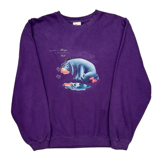 Eeyore Disney Cartoon Sweatshirt - Medium Purple Cotton