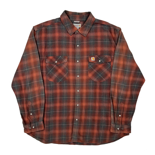 Carhartt Checked Flannel Shirt - XL Red Cotton