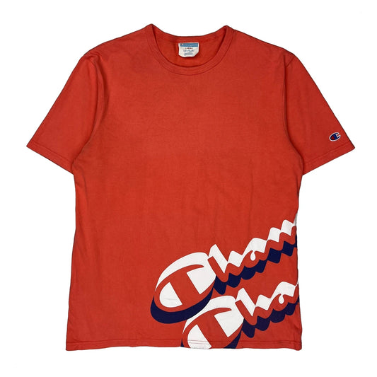 Champion Graphic T-Shirt - Large Orange Cotton