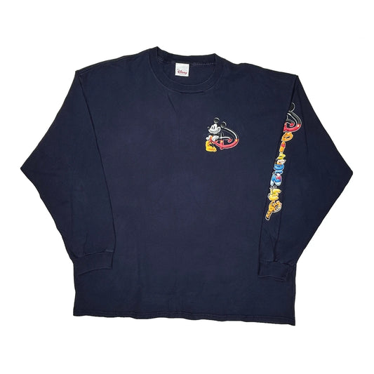 Mickey Mouse Disney Cartoon Long Sleeve T-Shirt - No Size Navy Cotton