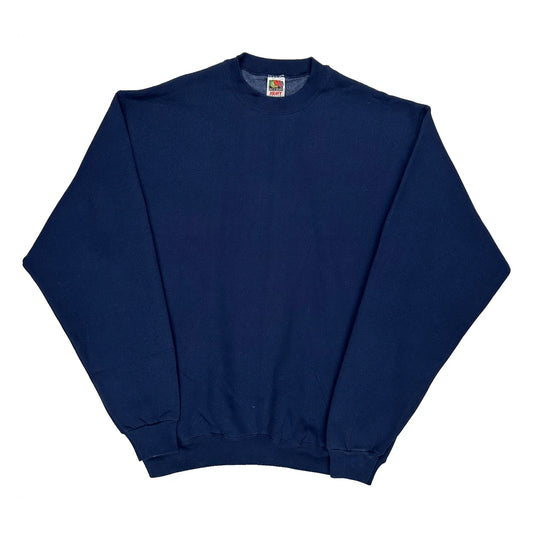 90S Blank Fruit Of The Loom Sweatshirt - XL Navy Cotton Blend