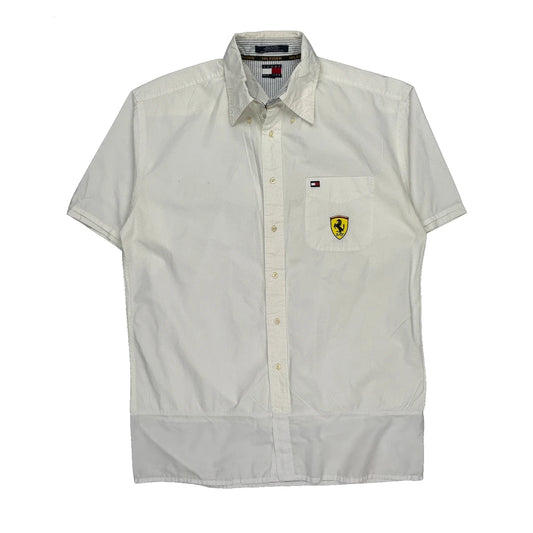 Ferrari Logo Tommy Hilfiger Short Sleeve Shirt - Large White Cotton