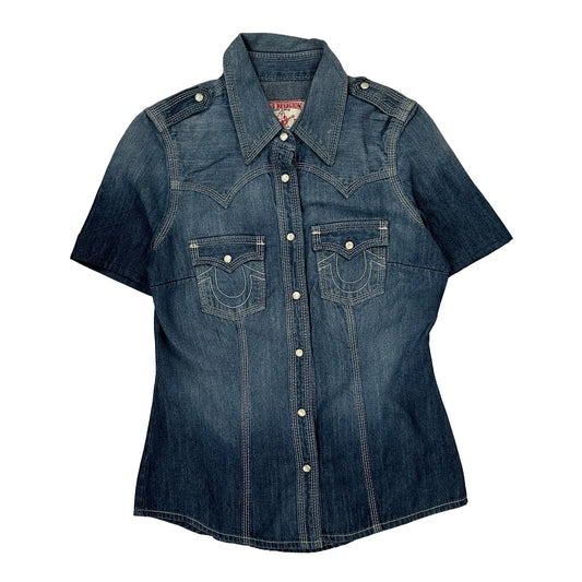 True Religion Contrast Stitch Denim Shirt - XS Blue Denim