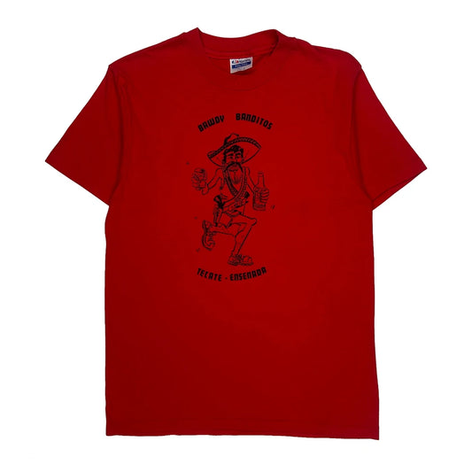 Bawdy Banditos Hanes Single Stitch T-Shirt - Large Red Cotton Blend