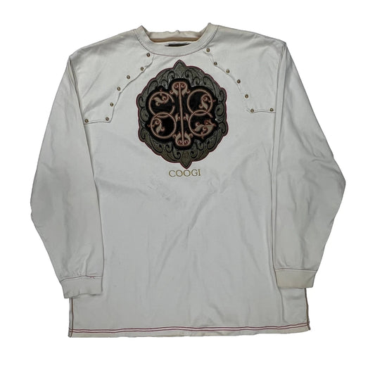 Coogi Studded Long Sleeve T-Shirt - No Size White Cotton