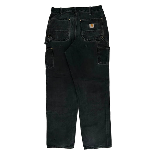Made In USA Carhartt Double Knee Carpenter Trousers - 30W 31L Black Denim
