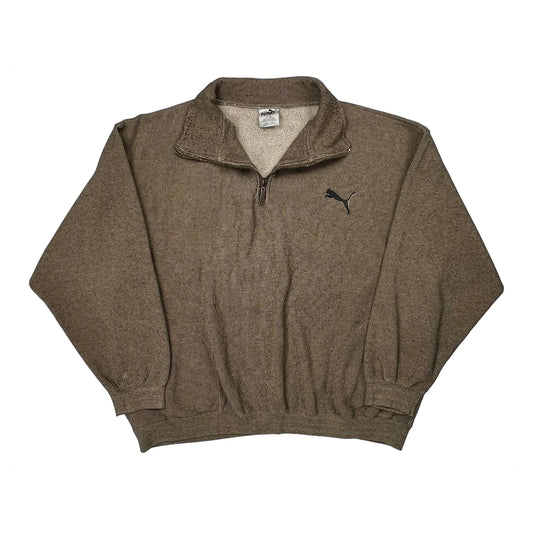 Puma 1/4 Zip - Large Brown Polyester Blend