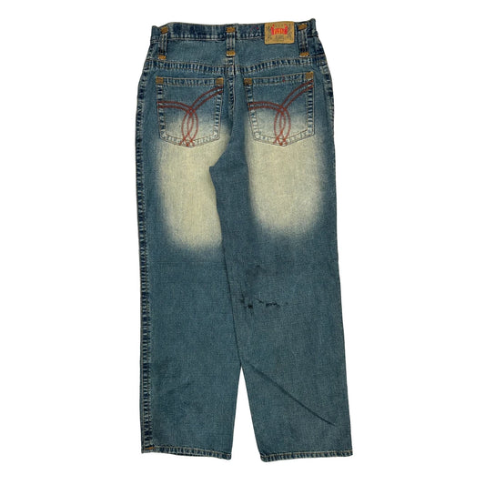 Fusai Wide Leg Jeans - 32W 32L Blue Cotton