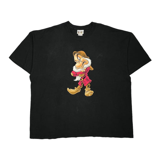 Grumpy Disney Cartoon T-Shirt - 2XL Black Cotton