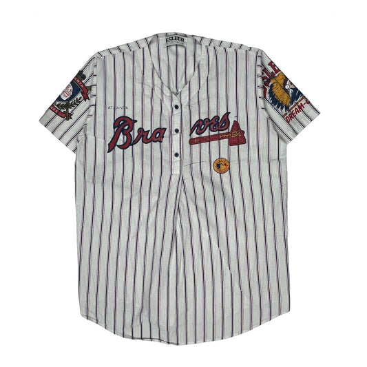 Atlanta Braves Esleep Striped Jersey - XL White Cotton