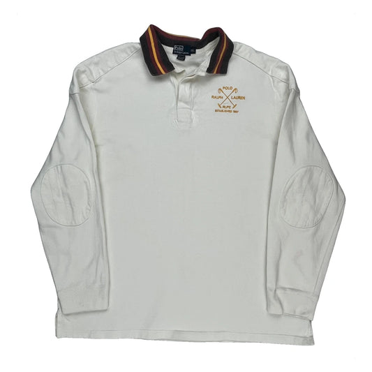 Rugby Polo By Ralph Lauren Striped Rugby Shirt - 2XL Cream Cotton