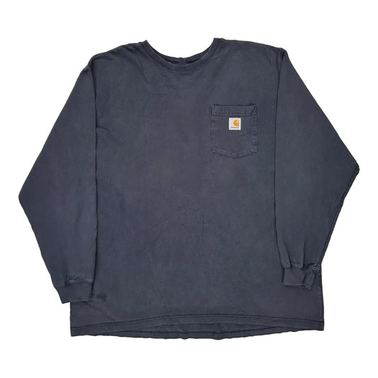 Carhartt Long Sleeve T-Shirt - 2XL Navy Cotton