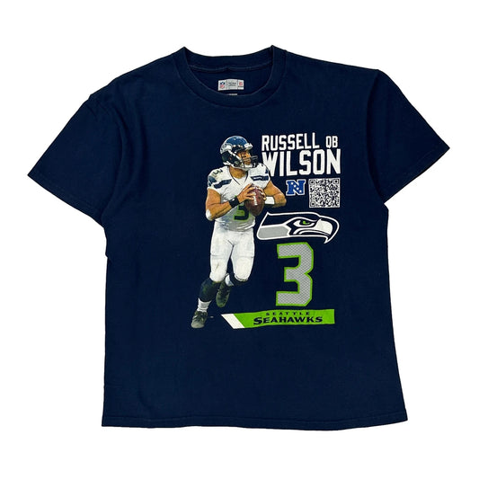 Seattle Seahawks N.F.L. Team Apparel T-Shirt - Medium Navy Cotton