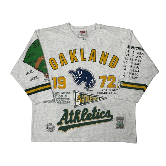 Oakland Athletics Long Gone Single Stitch Long Sleeve T-Shirt - XL Grey Cotton