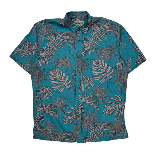 Cooke Street Floral Hawaiian Shirt - Medium Blue Cotton