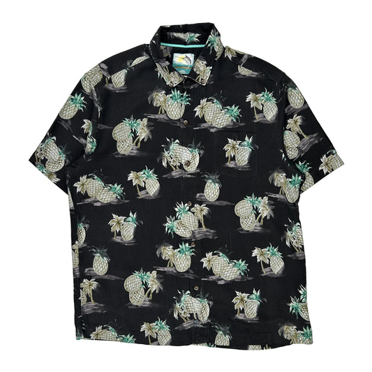 Island Modern Fit Tommy Bahama Hawaiian Shirt - Large Black Silk