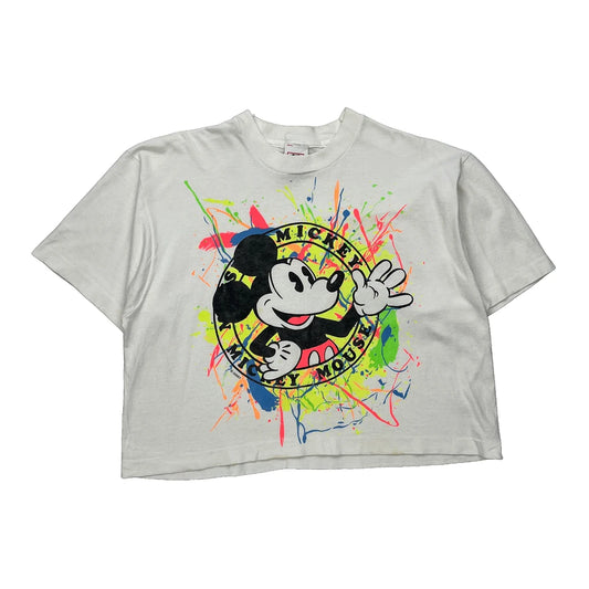 Mickey Mouse Disney Cartoon T-Shirt - XL White Cotton