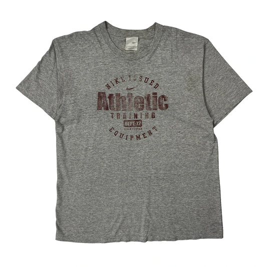 Nike Graphic T-Shirt - Large Grey Cotton