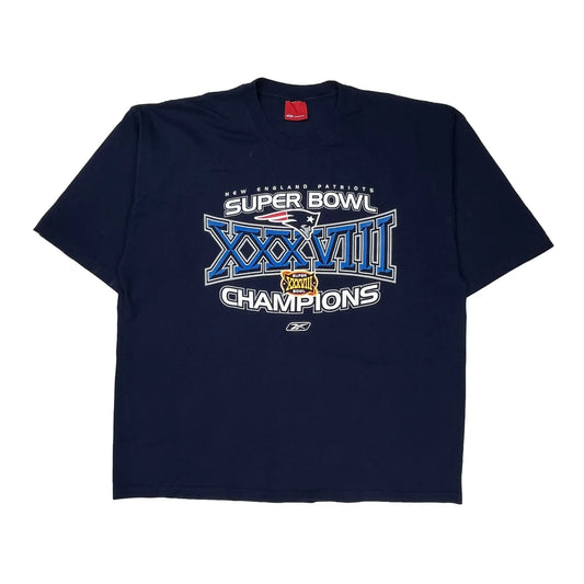 New England Patriots Reebok Nfl T-Shirt - 2XL Navy Cotton