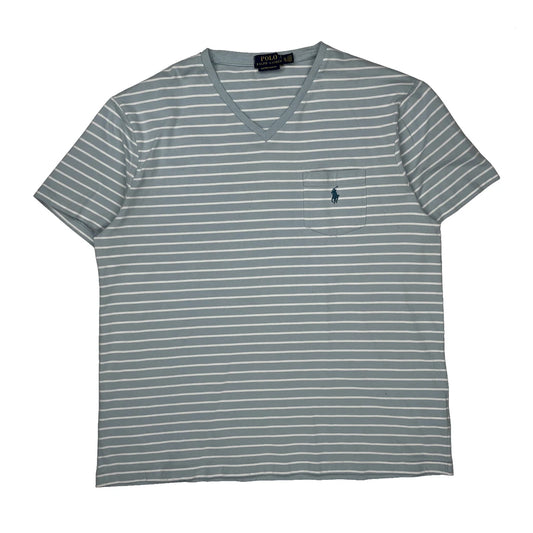 Polo By Ralph Lauren Striped T-Shirt - XL Blue Cotton