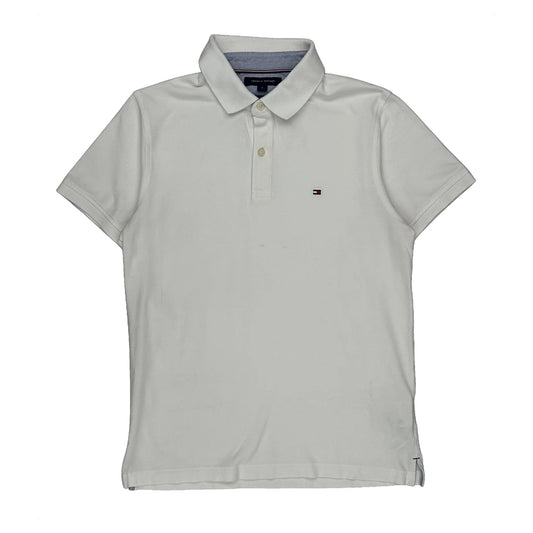 Vintage Tommy Hilfiger Slim Fit Polo Shirt - Medium White Cotton