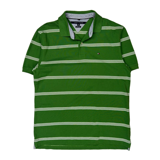 Tommy Hilfiger Striped Polo Shirt - XL Green Cotton