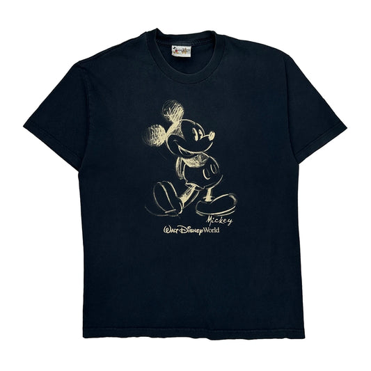 Disney Graphic T-Shirt - Medium Black Cotton