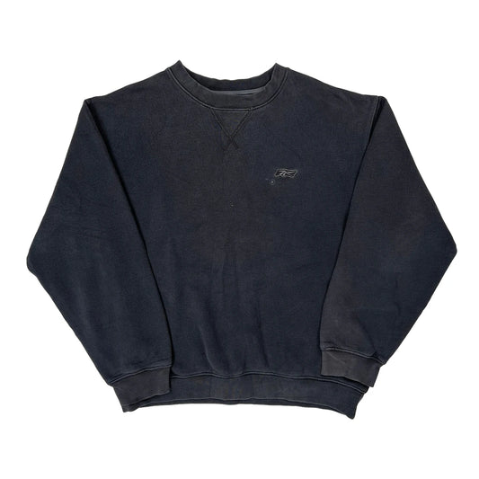 Reebok Sweatshirt - Large Black Cotton